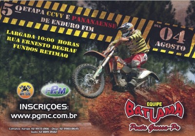 A todos do TCC , contamos com a presença de vocês em nosso enduro , aproveitando que essa data não confronta com nenhum evento do TCC . Então não tem desculpas !!!!! Abraços !!!